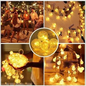 40 LED Globe Fairy String Lights Battery Operated 20ft Warm White NEW